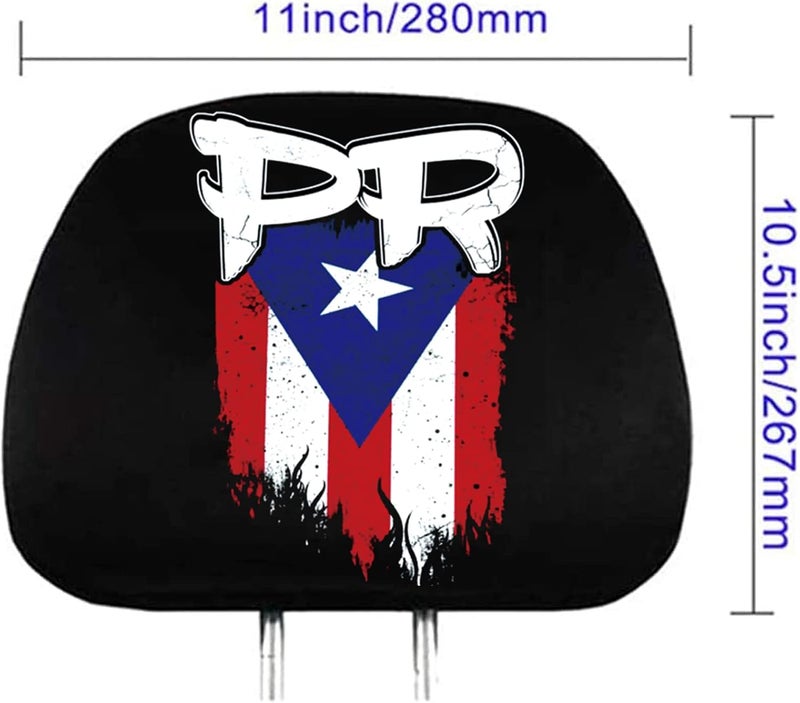PDTXCLS Liuzhi, 2 Pack Headrest Covers for Puerto Rico PR Flag, Seat Cover Accessories Car Headrest Protector Universal Fit to All Car/Truck Models (Puerto Rico PR) - Image 4